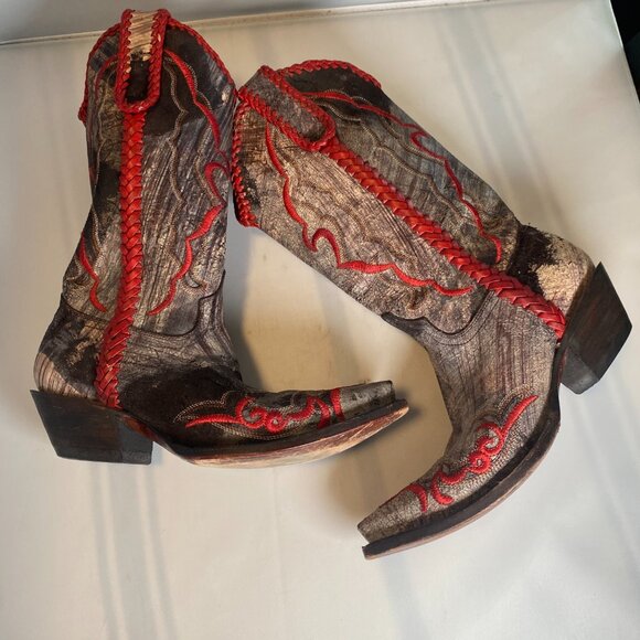 Lucchese Charlie One horse  Gold and Red boots 7.5 - Picture 7 of 8